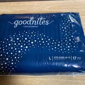 Goodnites nighttime underwear.  Large size fits 10-12.